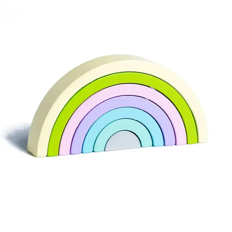 Arch Bridge Rainbow Wooden Building Blocks Stacking Games Color Cognitive Kids Montessori Educational Wood Toys for Children