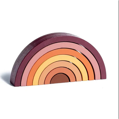 Arch Bridge Rainbow Wooden Building Blocks Stacking Games Color Cognitive Kids Montessori Educational Wood Toys for Children