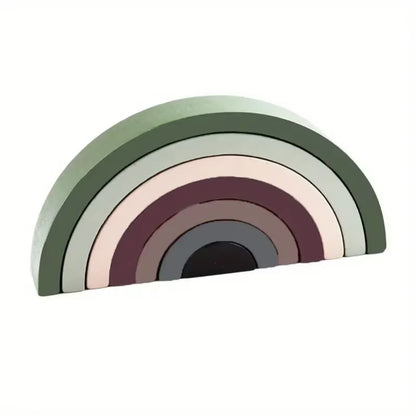 Arch Bridge Rainbow Wooden Building Blocks Stacking Games Color Cognitive Kids Montessori Educational Wood Toys for Children